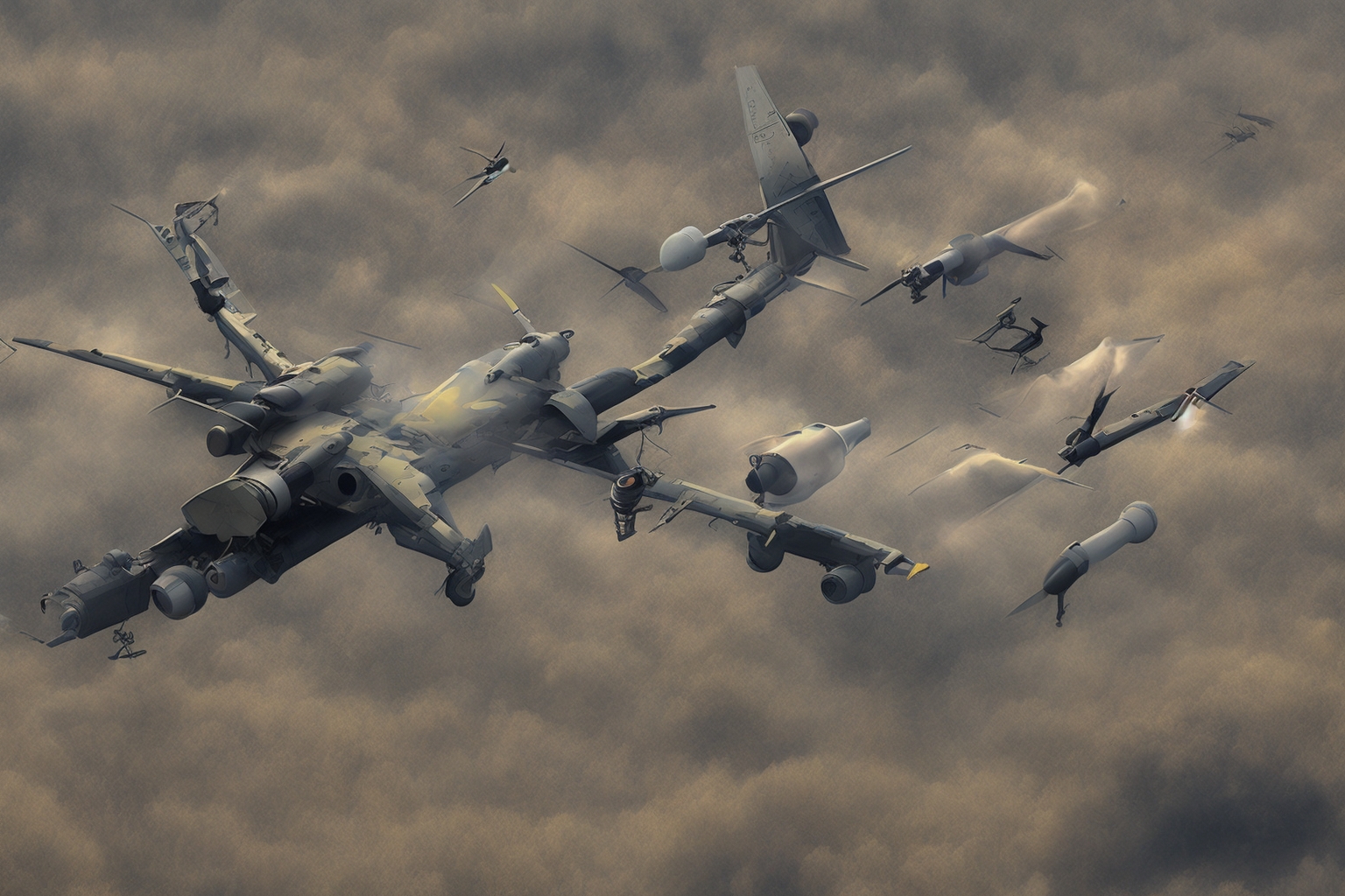 AI illustration of In a recent operation, Ukrainian air defenses intercepted 117 drones, including many Shahed models, while also counter...