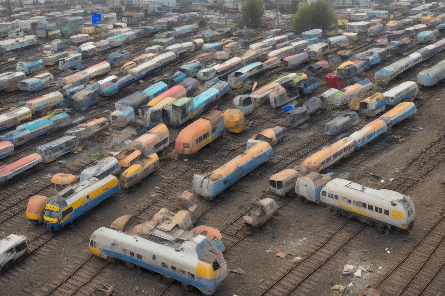 AI illustration of A Russian drone struck a commuter train in Kharkiv region, injuring two railway workers and damaging rail equipment wh...