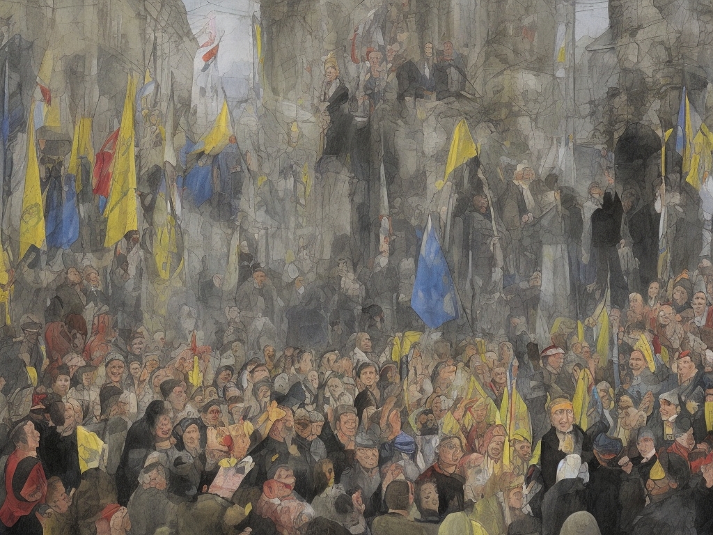 AI illustration of At St. Michael's Cathedral, President Zelensky acknowledged Patriarch Filaret's impact on Ukraine's religious landscap...