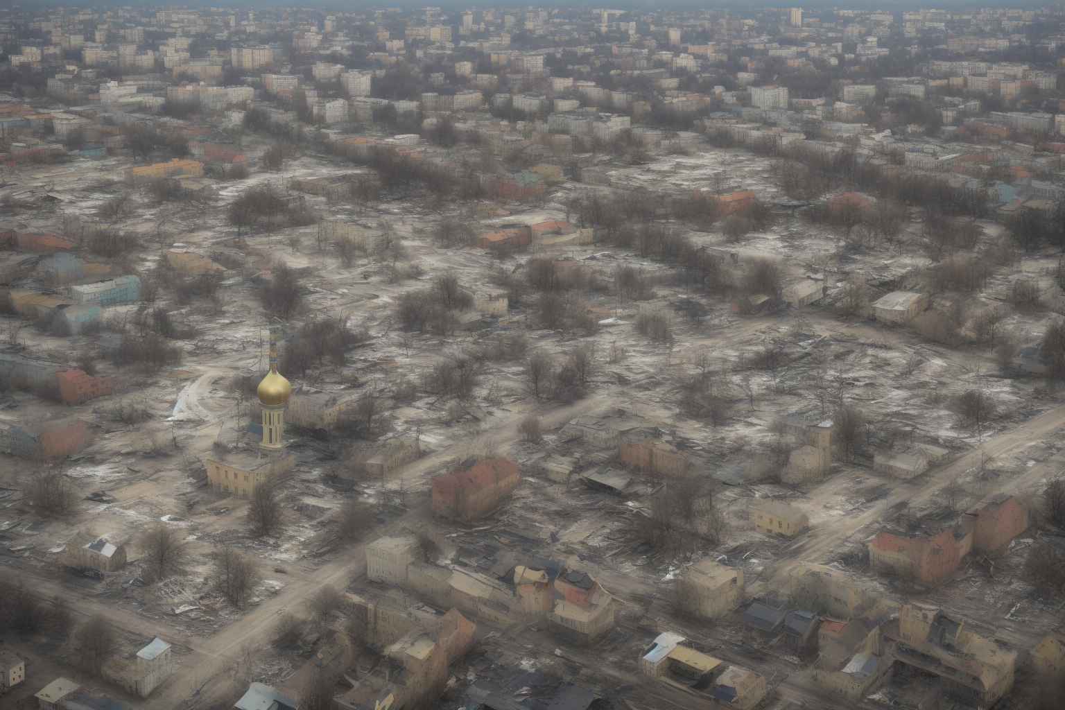 AI illustration of Fifteen settlements in the Kharkiv region were targeted in a series of Russian attacks, leading to reported casualties...