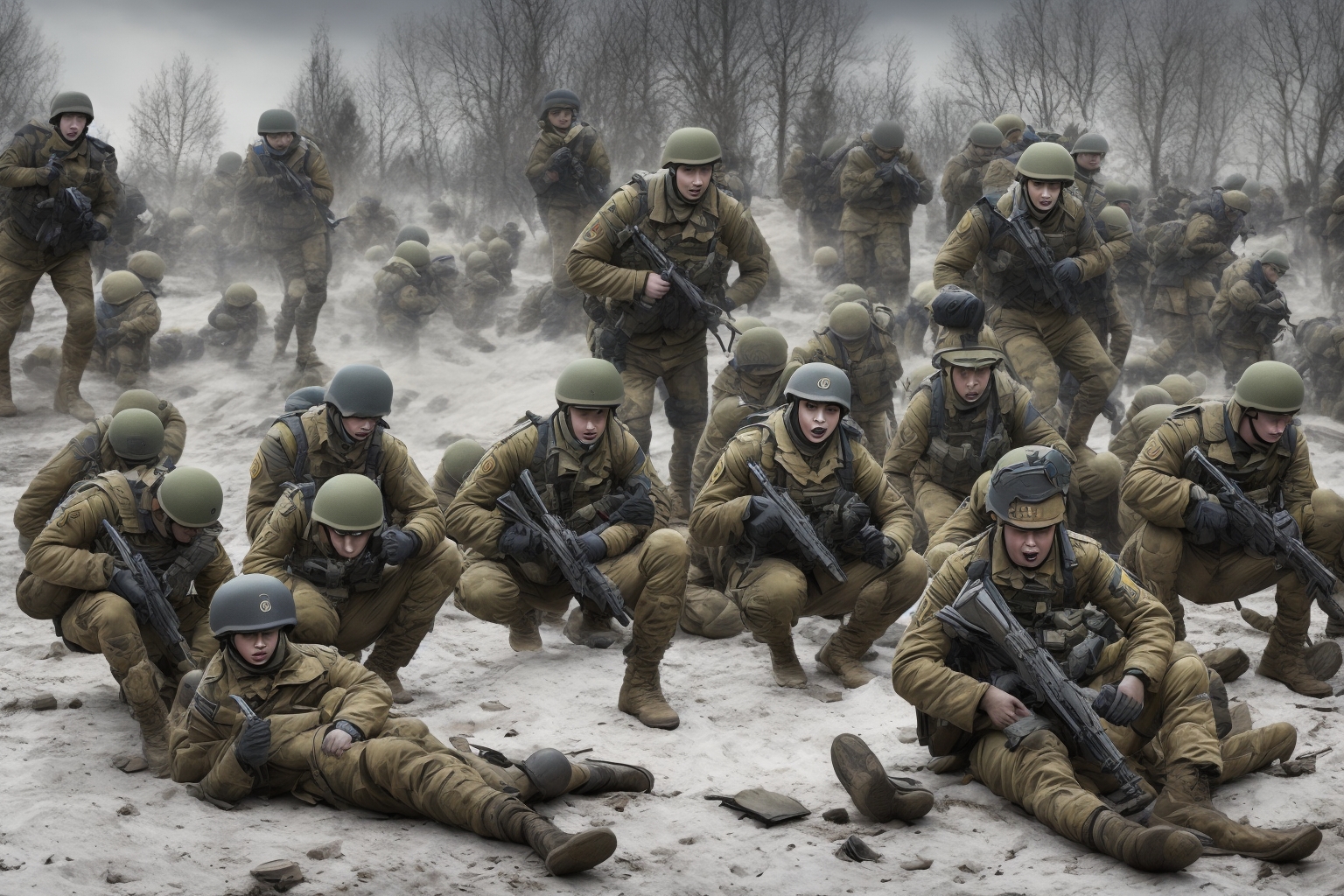 AI illustration of Ukraine's military said Russian forces lost about 860 troops over the previous day, while cumulative losses in personn...