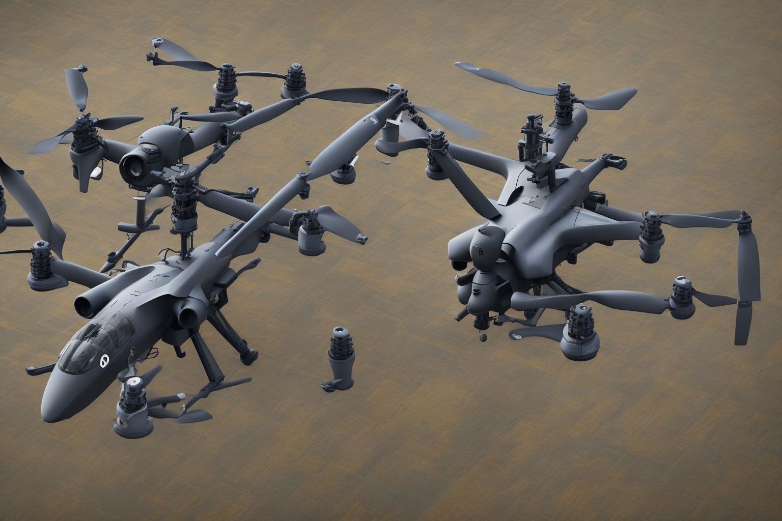 AI illustration of This procurement significantly upgrades Ukraine's aerial drone capabilities, including models like Mavic, Autel, and M...