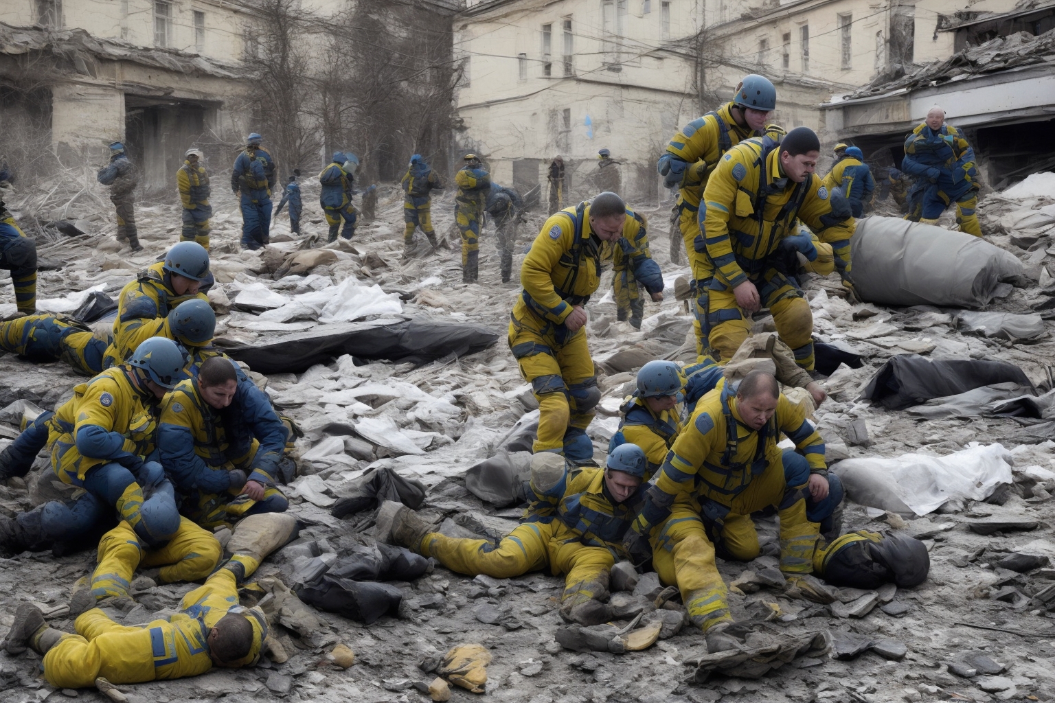 AI illustration of Emergency responders in the Dnipropetrovsk region faced a missile strike while attending to previous incidents. Althou...