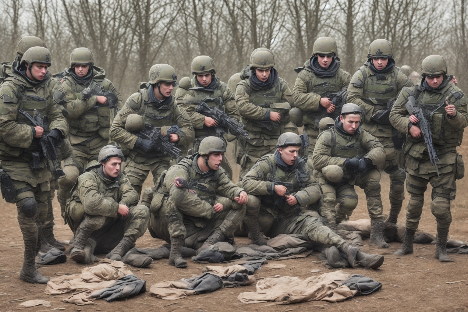 AI illustration of This recent capture of Russian soldiers signifies a change in battlefield tactics, with many opting for surrender rath...