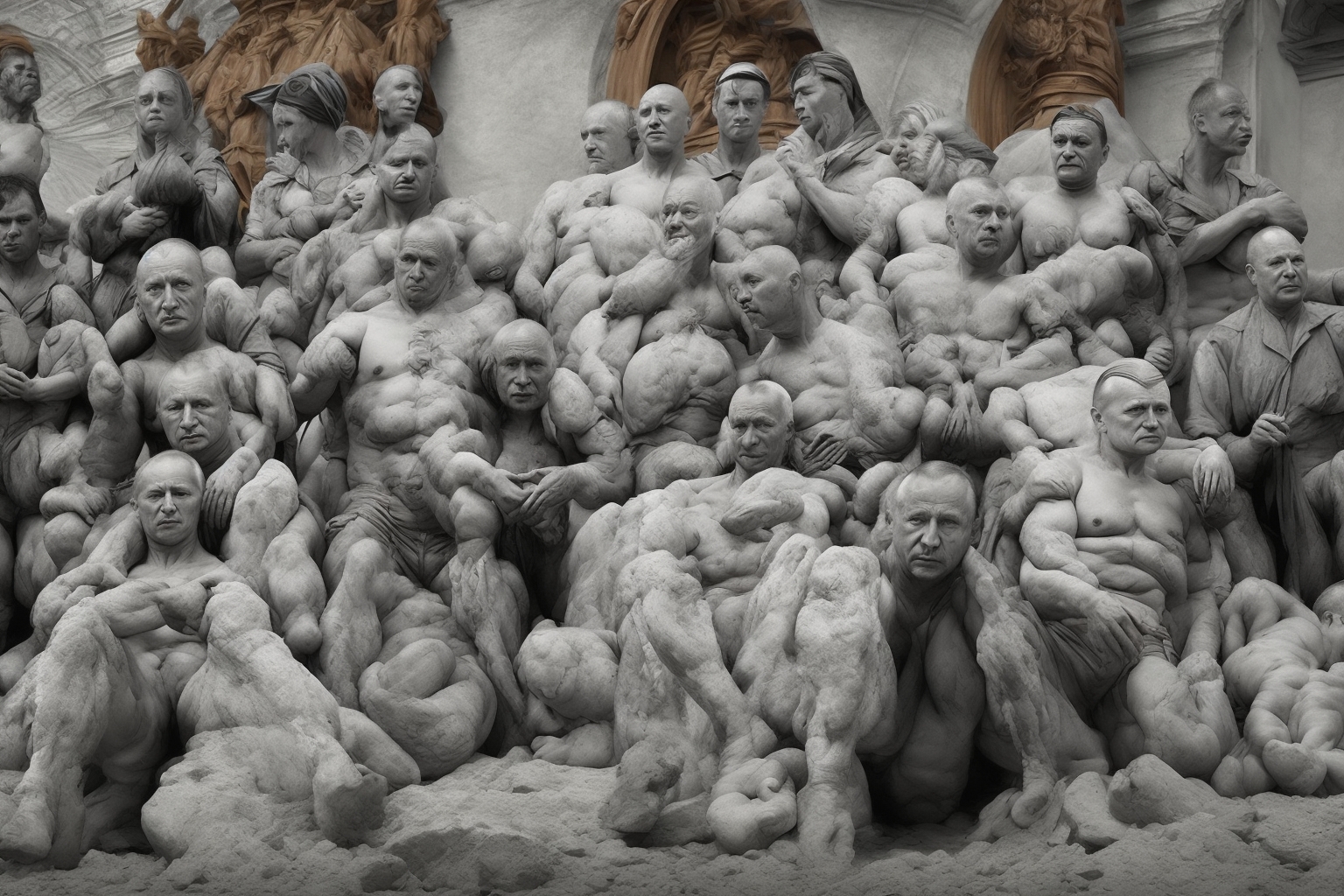 AI illustration of Foreign Minister Dmytro Kuleba and Culture Minister Oleksandr Tkachenko are urging the Venice Biennale to reconsider R...