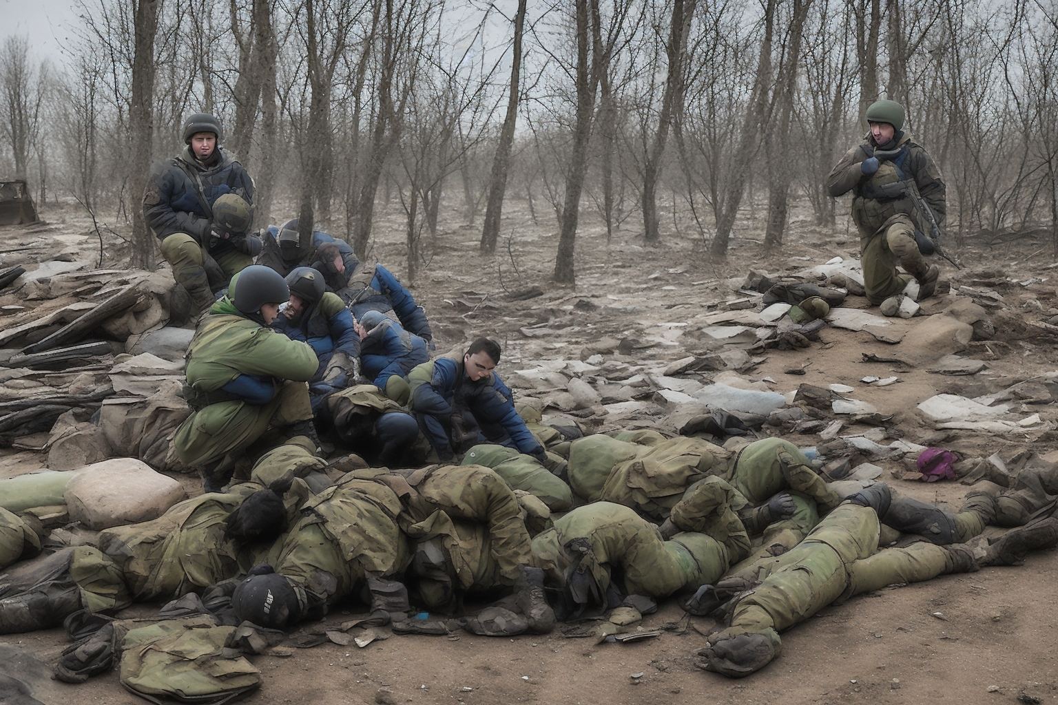 AI illustration of Ukrainian forces faced 130 confrontations with Russian troops in one day, highlighted by intense battles in the Pokrov...