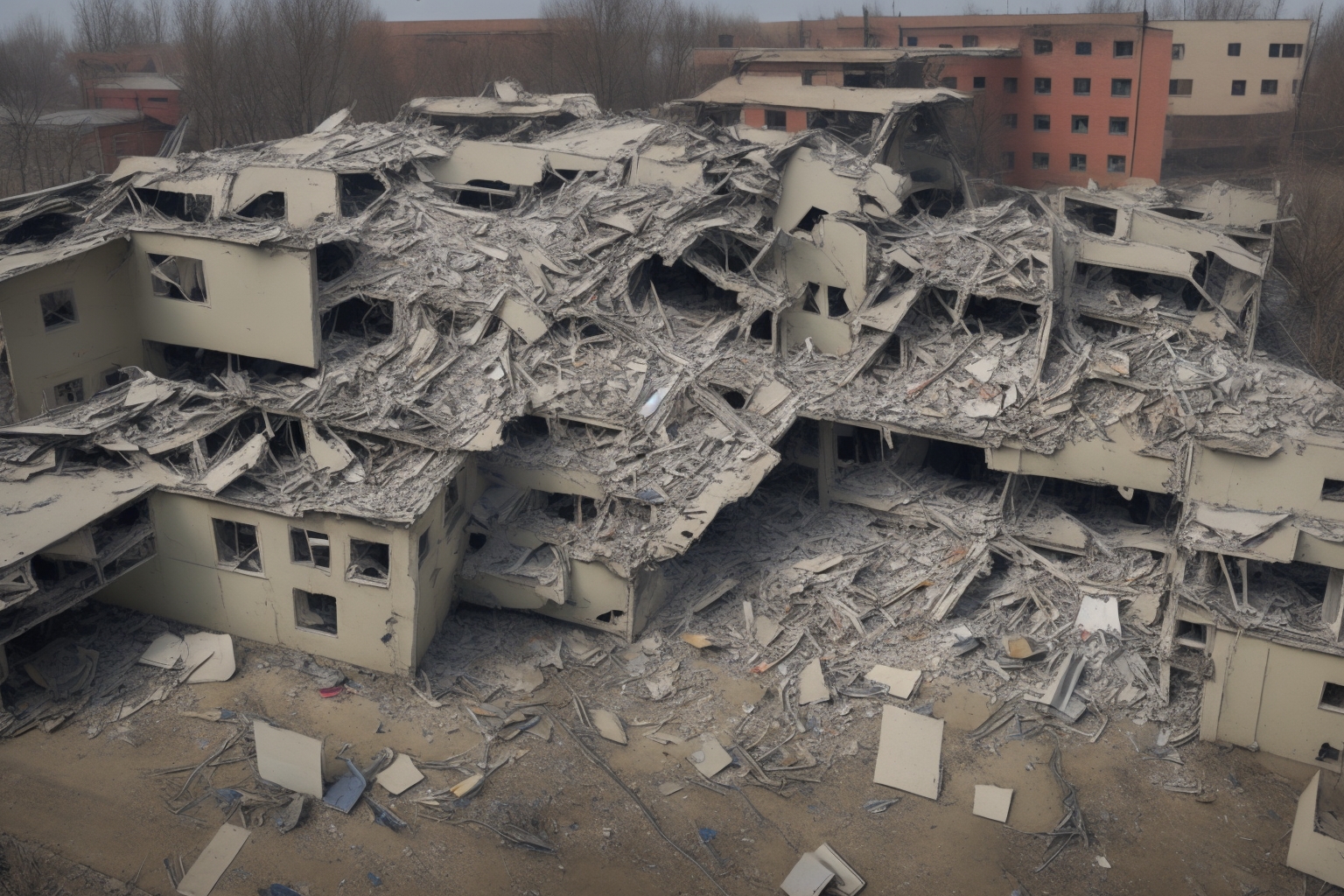 AI illustration of The drone strike inflicted extensive damage on the police facility and left many officers injured. Eyewitnesses descri...