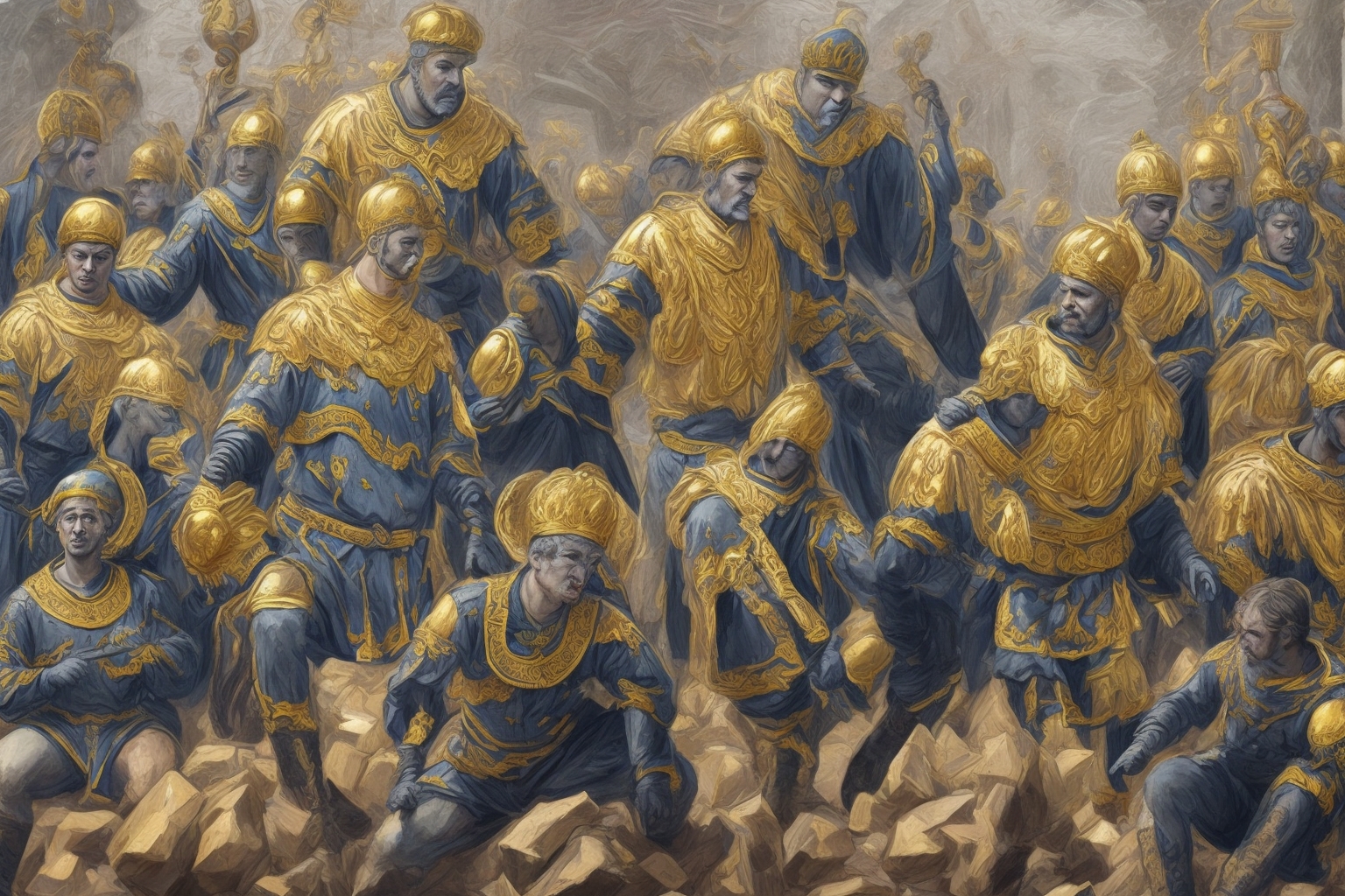 AI illustration of The legal proceedings focus on the Scythian gold collection returned to Ukraine after a Dutch court ruling, amidst cul...