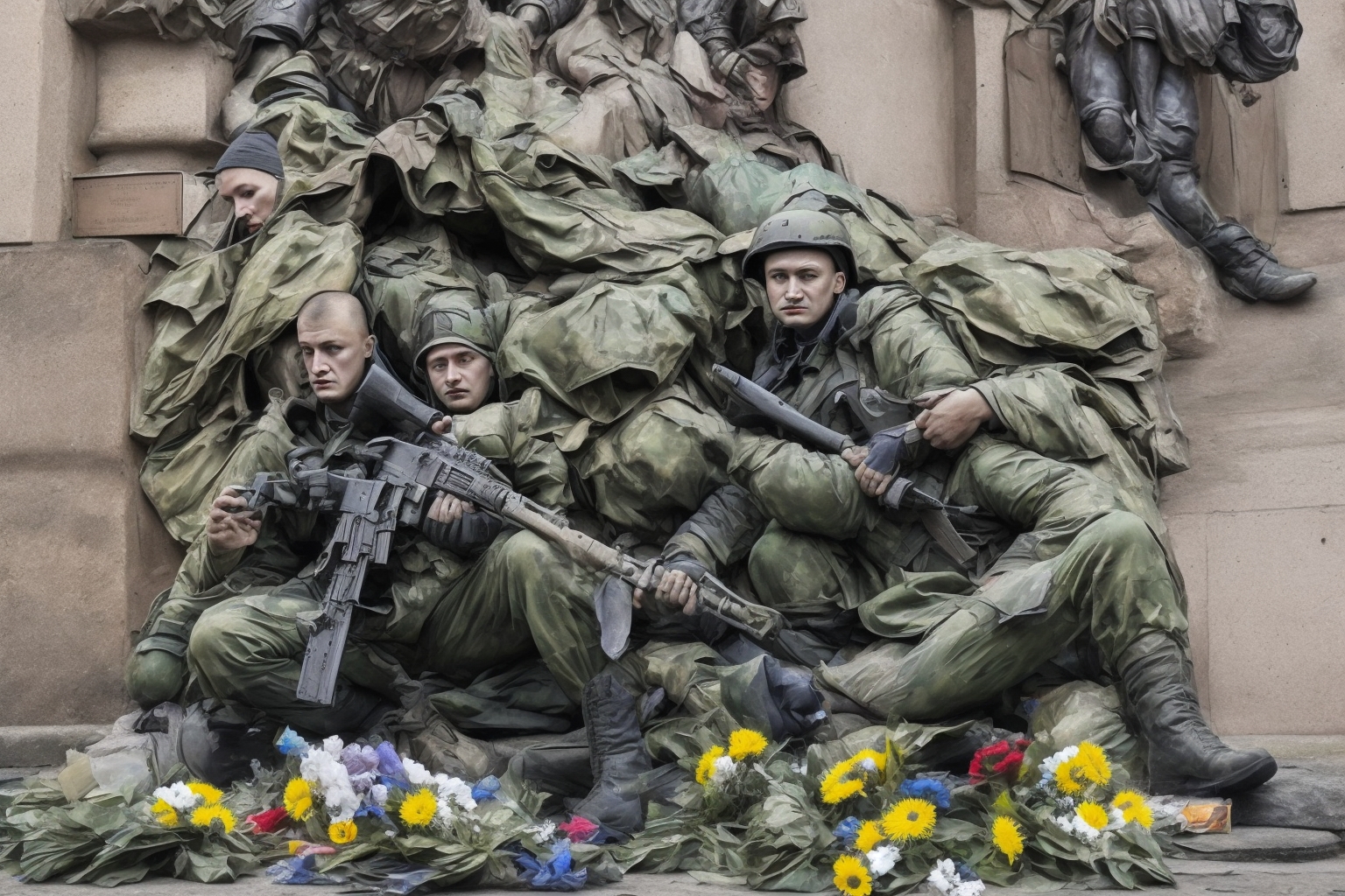 AI illustration of The memorial for Mykola Lebediev highlights the personal sacrifices of Ukrainian soldiers. His story reflects the huma...